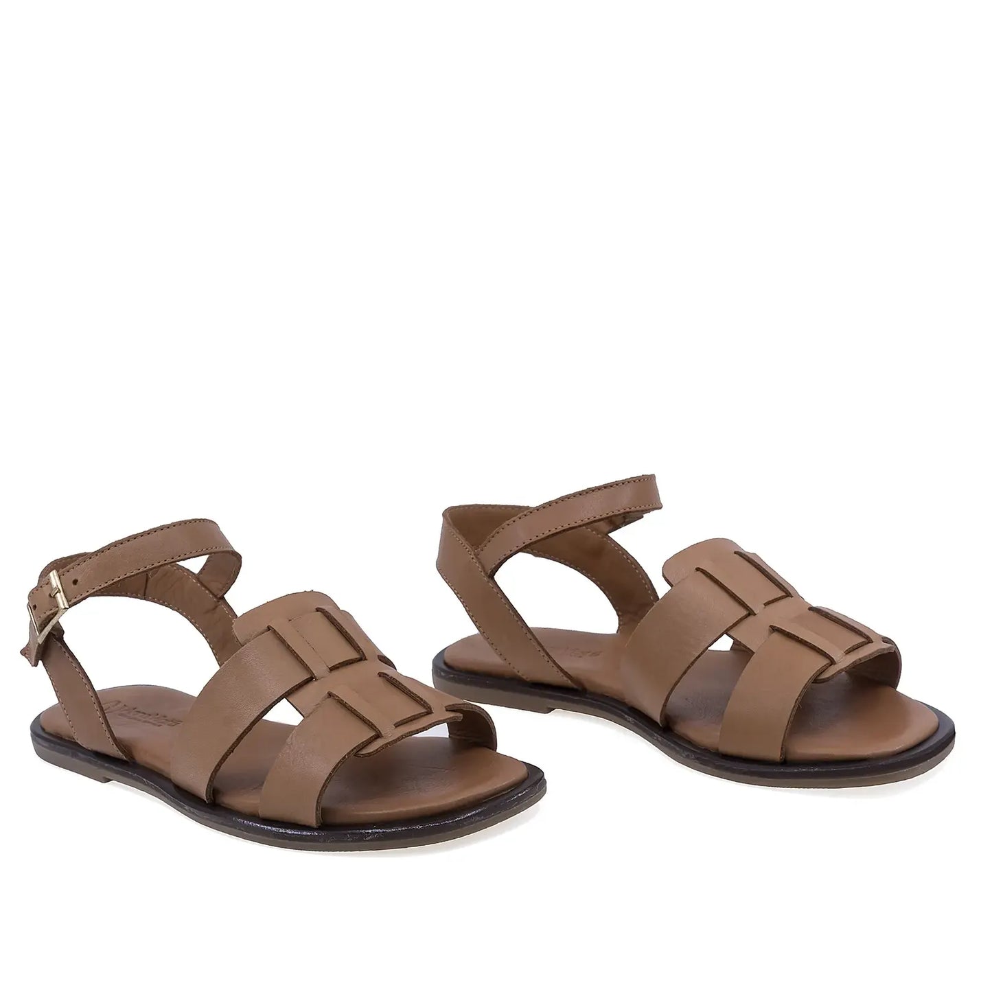 Sandale damă Anna Viotti D58-2316 coniac din piele naturală, cu branț fusbet și design casual confortabil