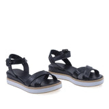 Sandale damă Anna Viotti D58-2515 negre din piele naturală, model casual modern cu platformă confortabilă