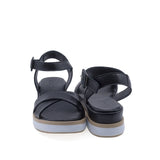 Sandale damă casual Anna Viotti D58-2515 negre, vedere din spate cu talpă confortabilă de 4 cm