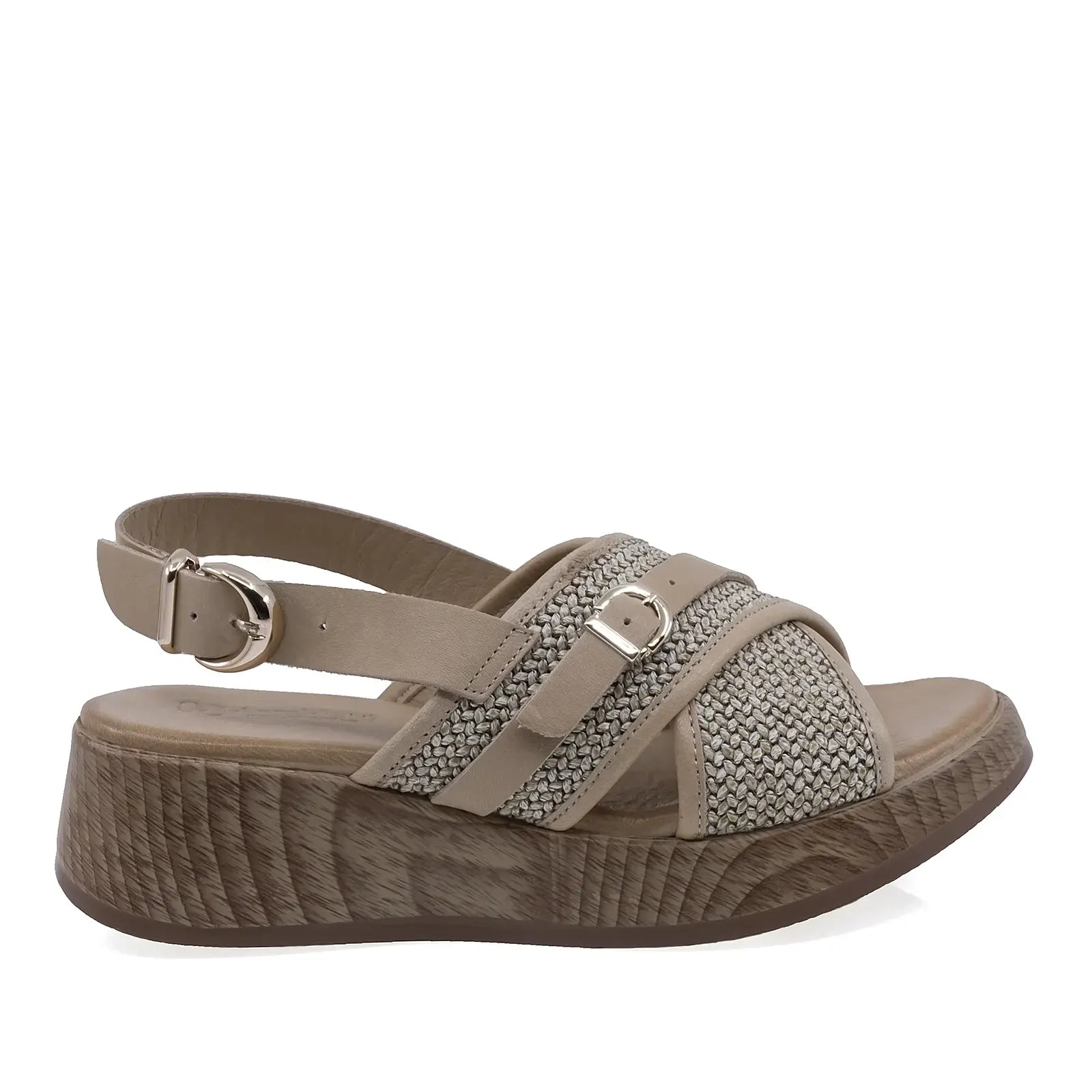 Sandale dama Anna Viotti D58-3010 bej, vedere laterala dreapta, model casual din piele naturala
