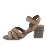 Sandale dama din piele naturala Anna Viotti D58-3034 camel, cu toc stabil si aspect elegant