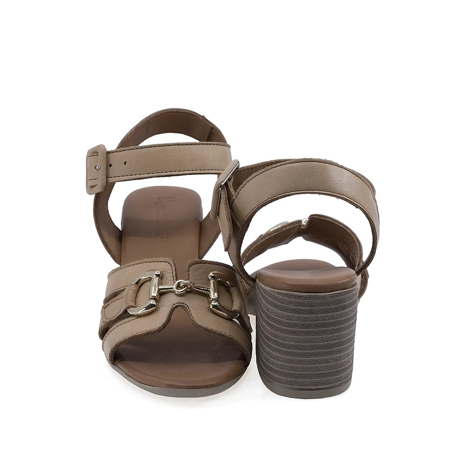 Sandale dama Anna Viotti D58-3034 camel, toc patrat de 6 cm si talpa confortabila pentru purtare zilnica