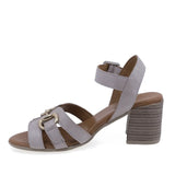 Sandale dama Anna Viotti D58-3034 gri din piele naturala, cu talpa turnata si toc patrat stabil