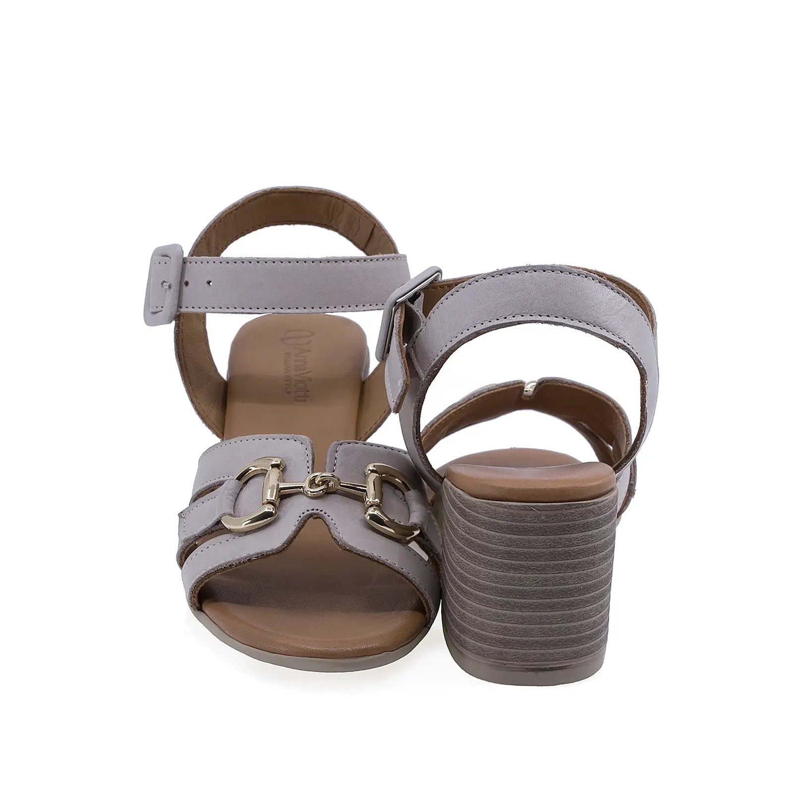 Sandale dama Anna Viotti D58-3034 gri, cu toc de 6 cm si design elegant pentru purtare zilnica