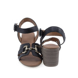 Sandale damă Anna Viotti D58-3034 negre, toc pătrat de 6 cm și talpă turnată pentru stabilitate