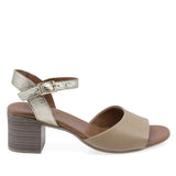 Sandale damă Anna Viotti D58-3036 taupe/auriu, vedere laterală dreapta cu toc pătrat de 6 cm