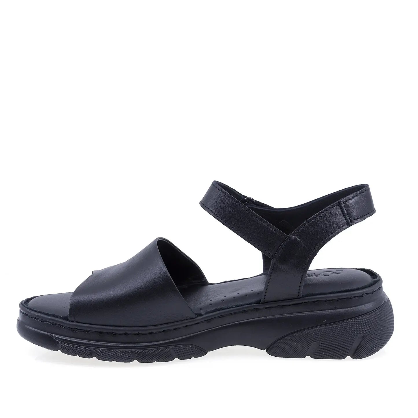 Sandale damă casual Anna Viotti D60-021 negre din piele naturală, confortabile pentru purtare zilnică