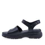 Sandale damă casual Anna Viotti D60-021 negre din piele naturală, confortabile pentru purtare zilnică