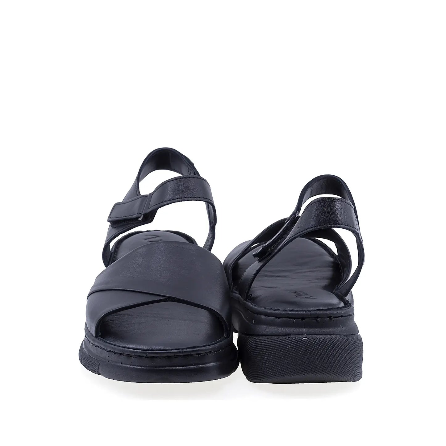 Sandale damă Anna Viotti D60-021 negre, vedere din spate, cu platformă stabilă și design ergonomic