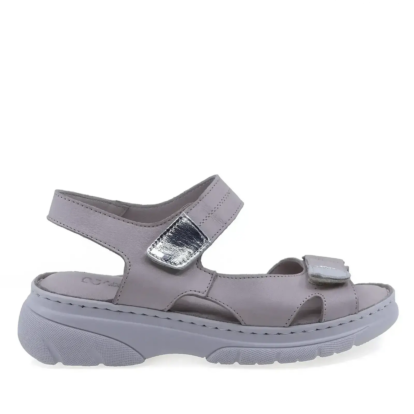Sandale dama casual Anna Viotti D60-175 gri, vedere laterala cu platforma stabila si confortabila