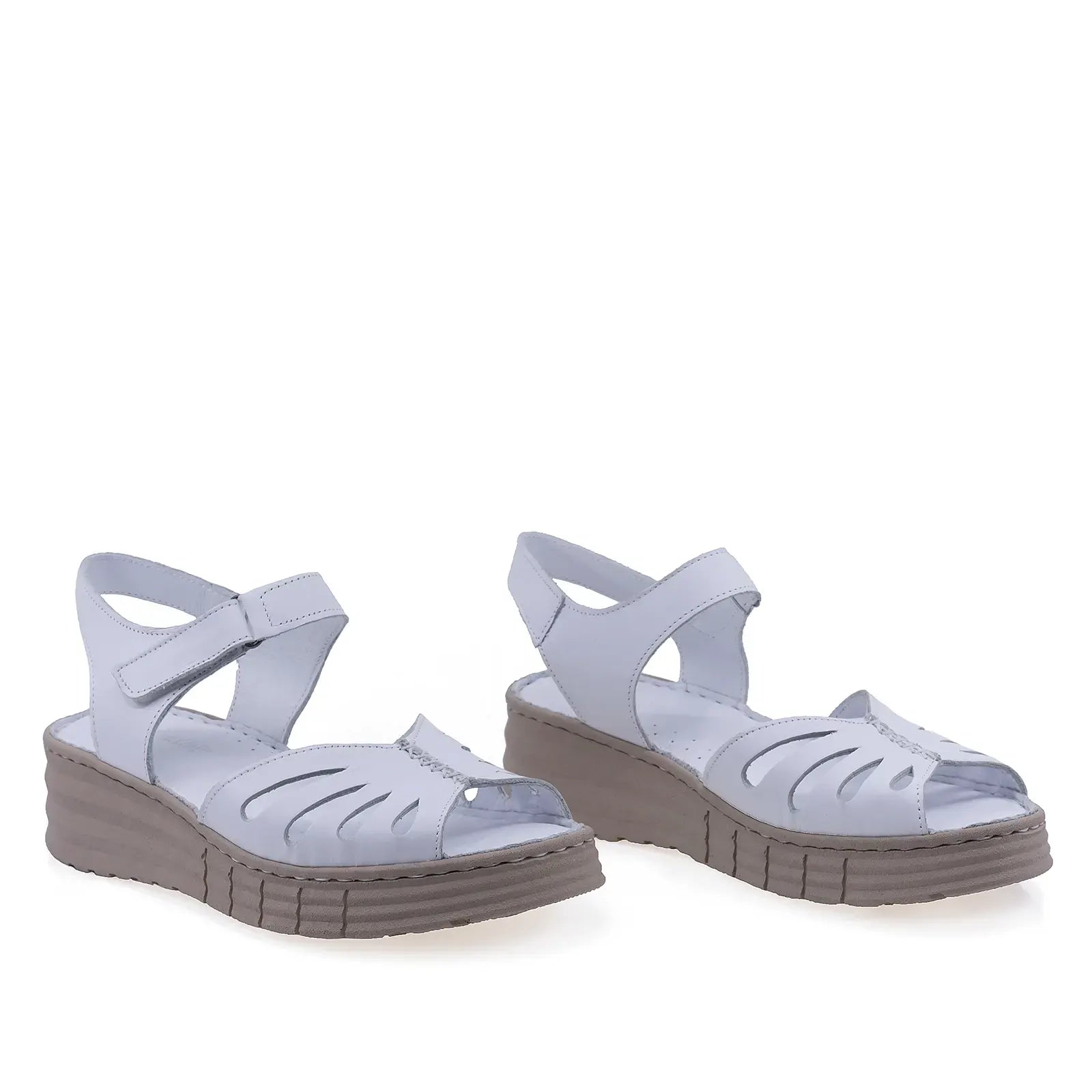 Sandale damă Anna Viotti D60-210 albe din piele naturală, cu talpă ortopedică și design casual confortabil
