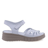 Sandale damă casual Anna Viotti D60-210 albe, vedere laterală dreapta, cu platformă confortabilă și branț fusbet