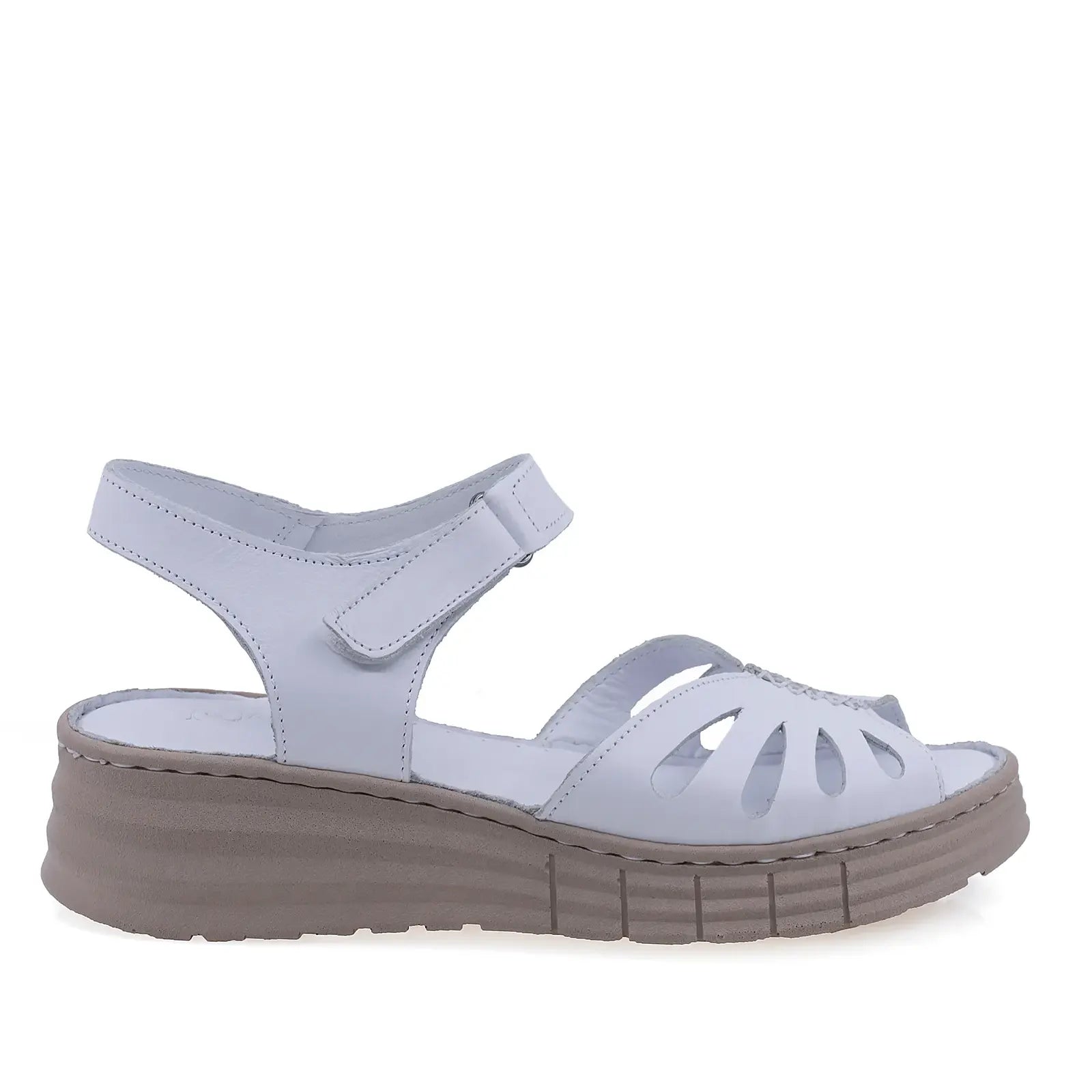 Sandale damă casual Anna Viotti D60-210 albe, vedere laterală dreapta, cu platformă confortabilă și branț fusbet