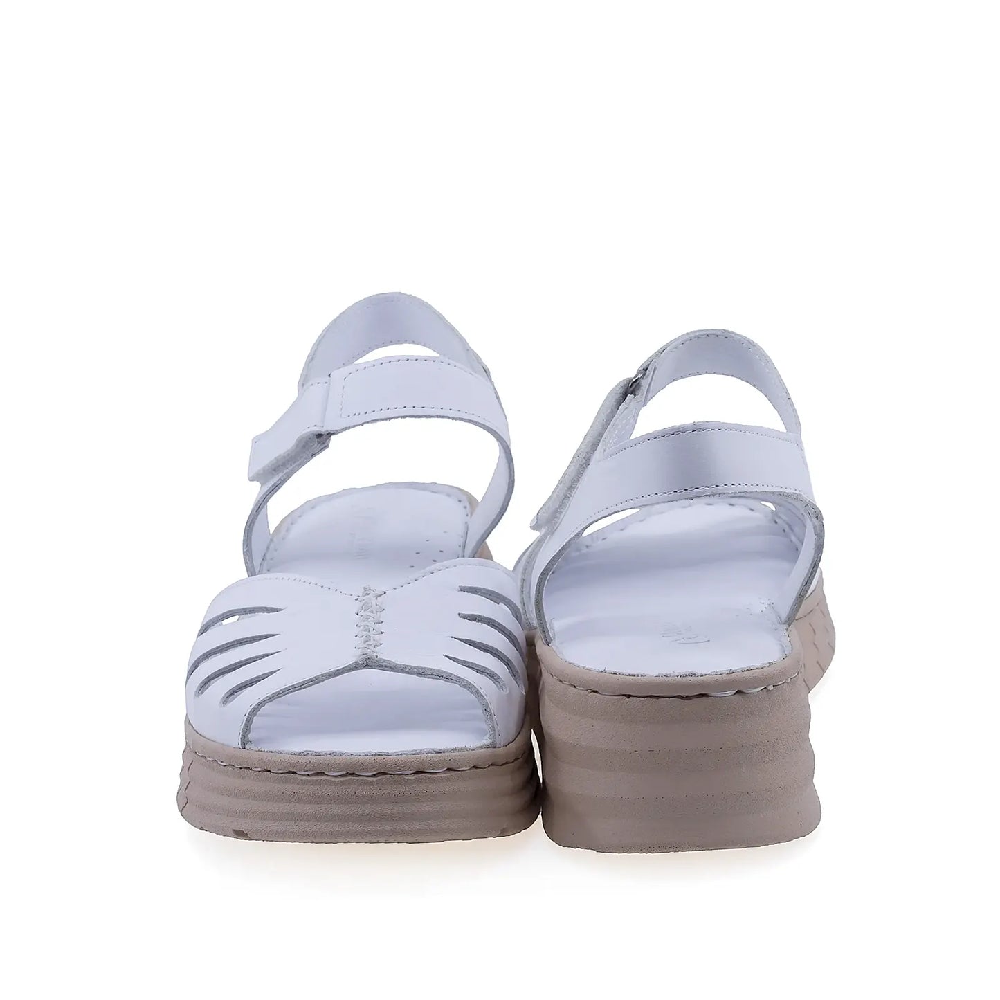 Sandale damă casual Anna Viotti D60-210 albe, cu platformă de 4,5 cm și talpă ortopedică pentru confort zilnic