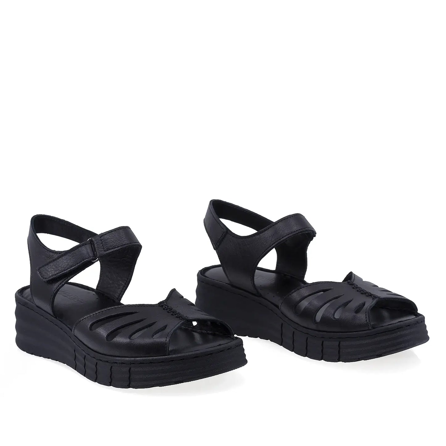 Sandale damă Anna Viotti D60-210 negre din piele naturală, vedere din față