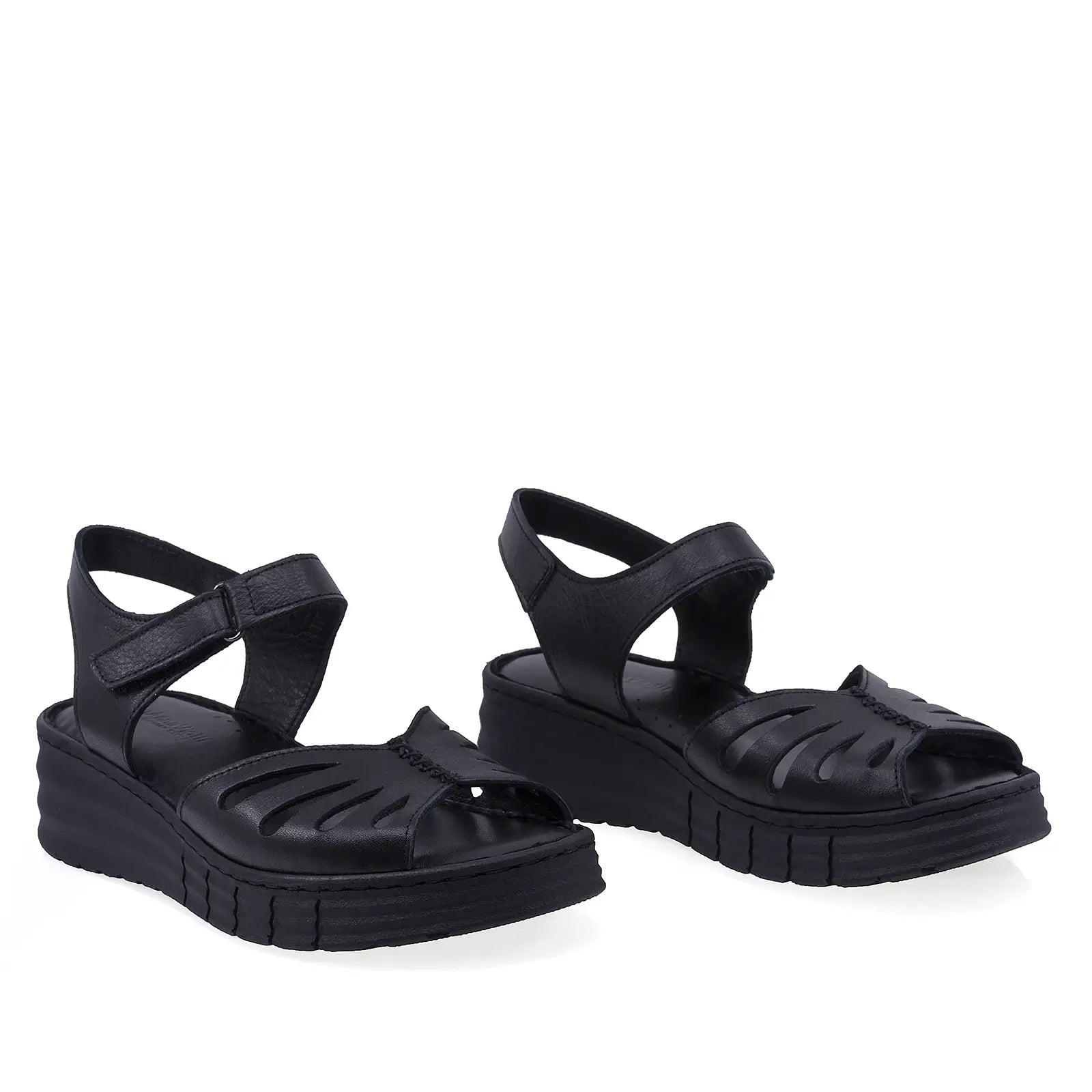 Sandale damă Anna Viotti D60-210 negre din piele naturală, vedere din față