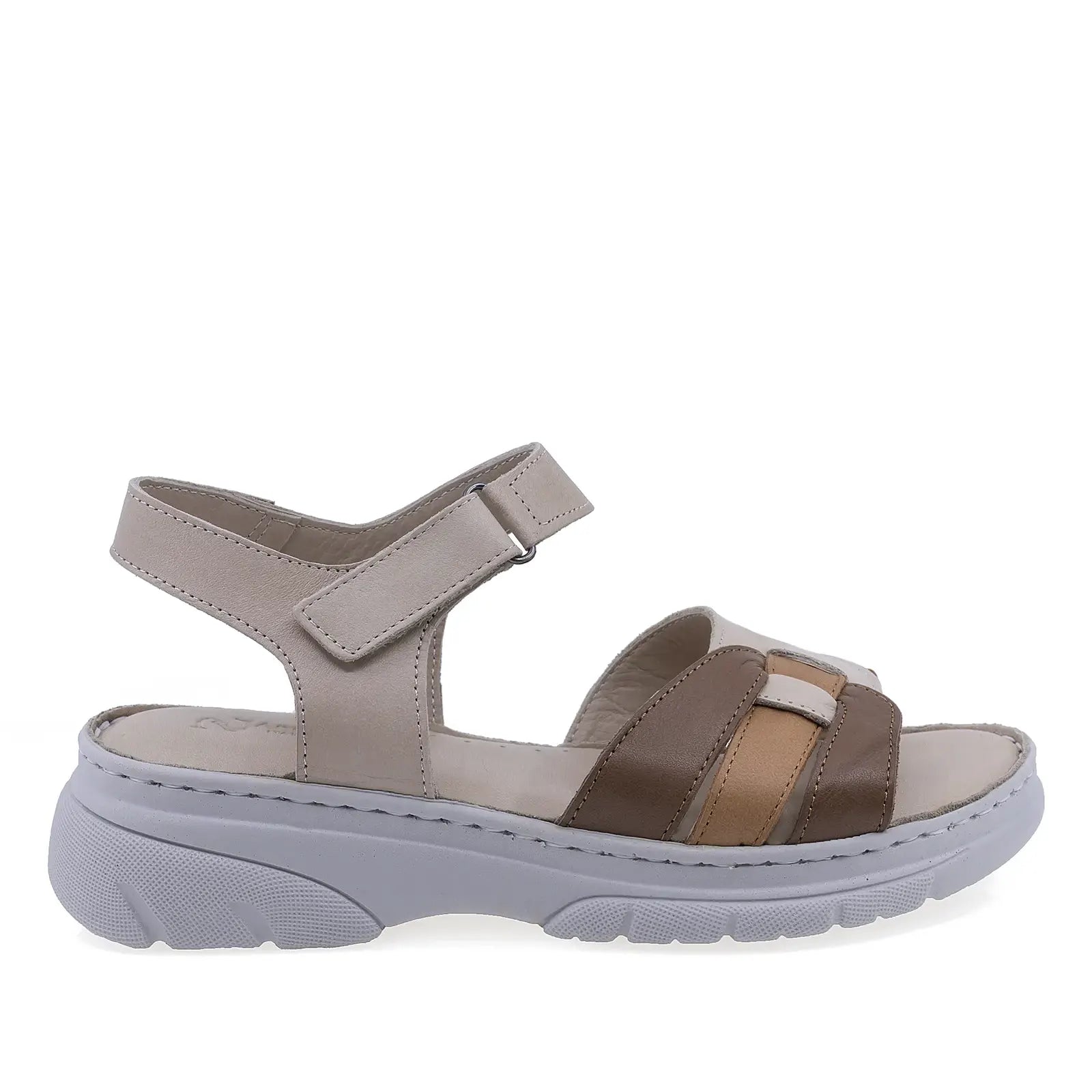 Sandale dama casual Anna Viotti D60-360 bej multi, vedere laterala dreapta, confortabile si moderne