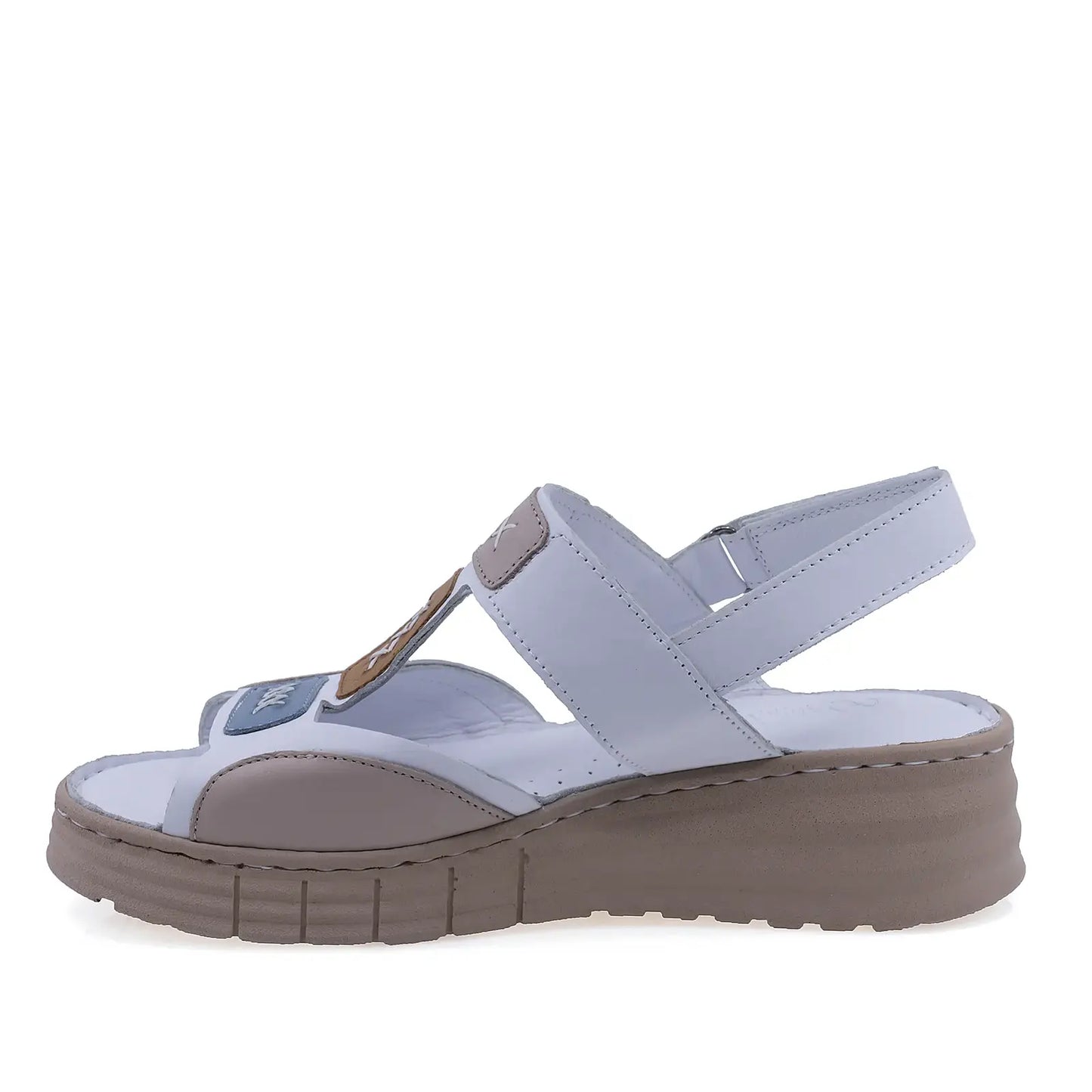 Sandale damă Anna Viotti D60-434 albe din piele naturală, confortabile și elegante pentru purtare zilnică