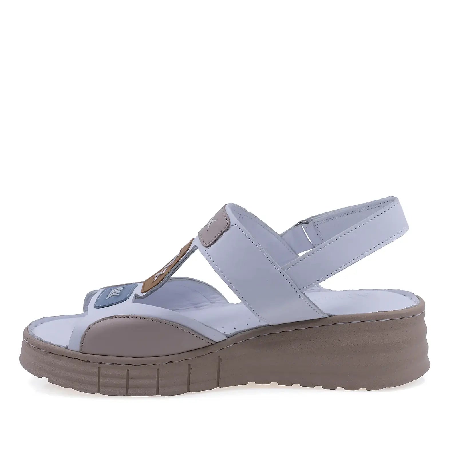 Sandale damă Anna Viotti D60-434 albe din piele naturală, confortabile și elegante pentru purtare zilnică