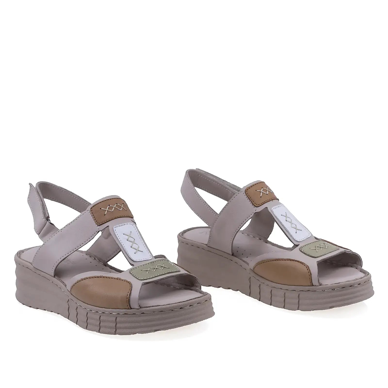 Sandale damă Anna Viotti D60-434 gri din piele naturală, vedere din față