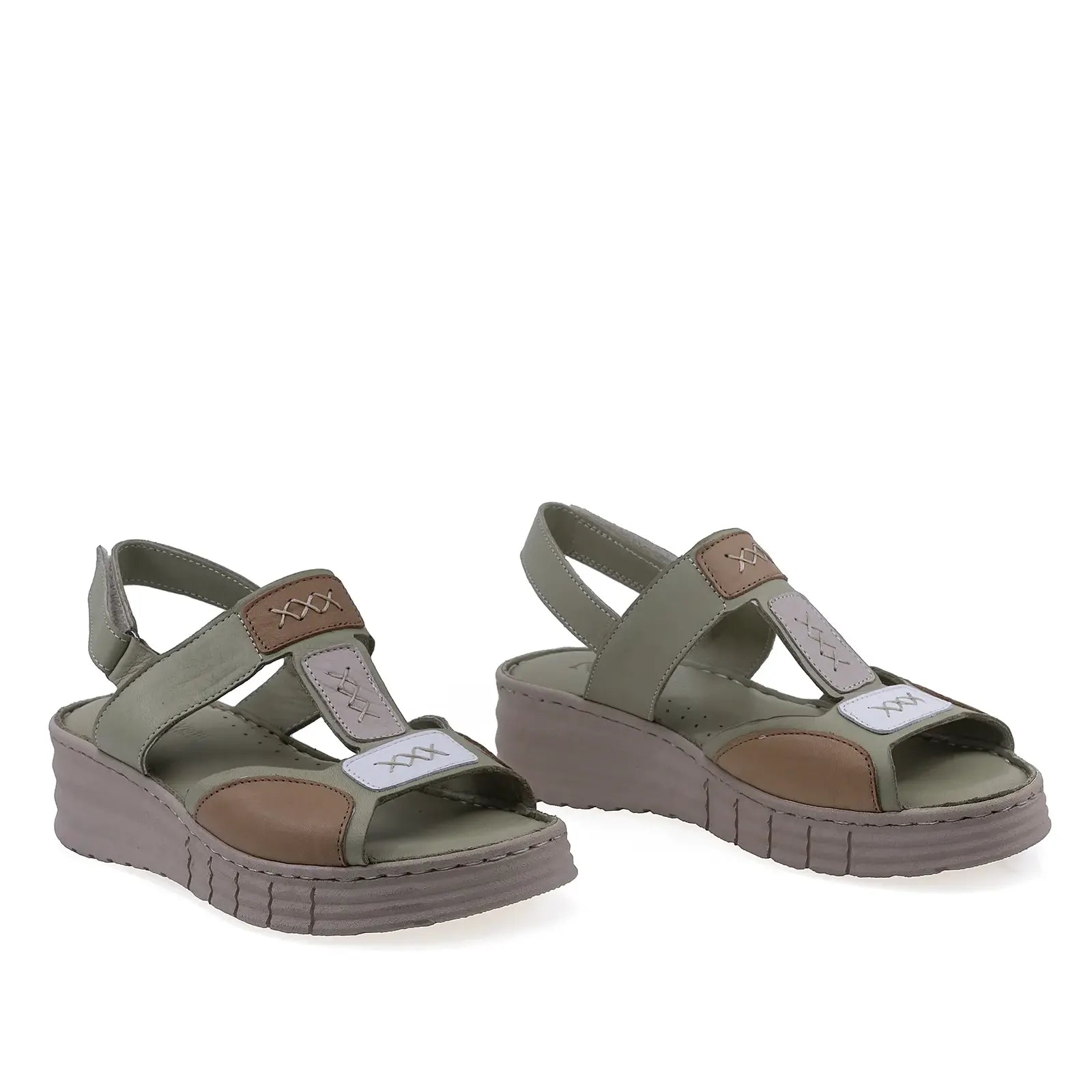Sandale dama Anna Viotti D60-434 verzi din piele naturala, cu brant fusbet si talpa ortopedica cu platforma