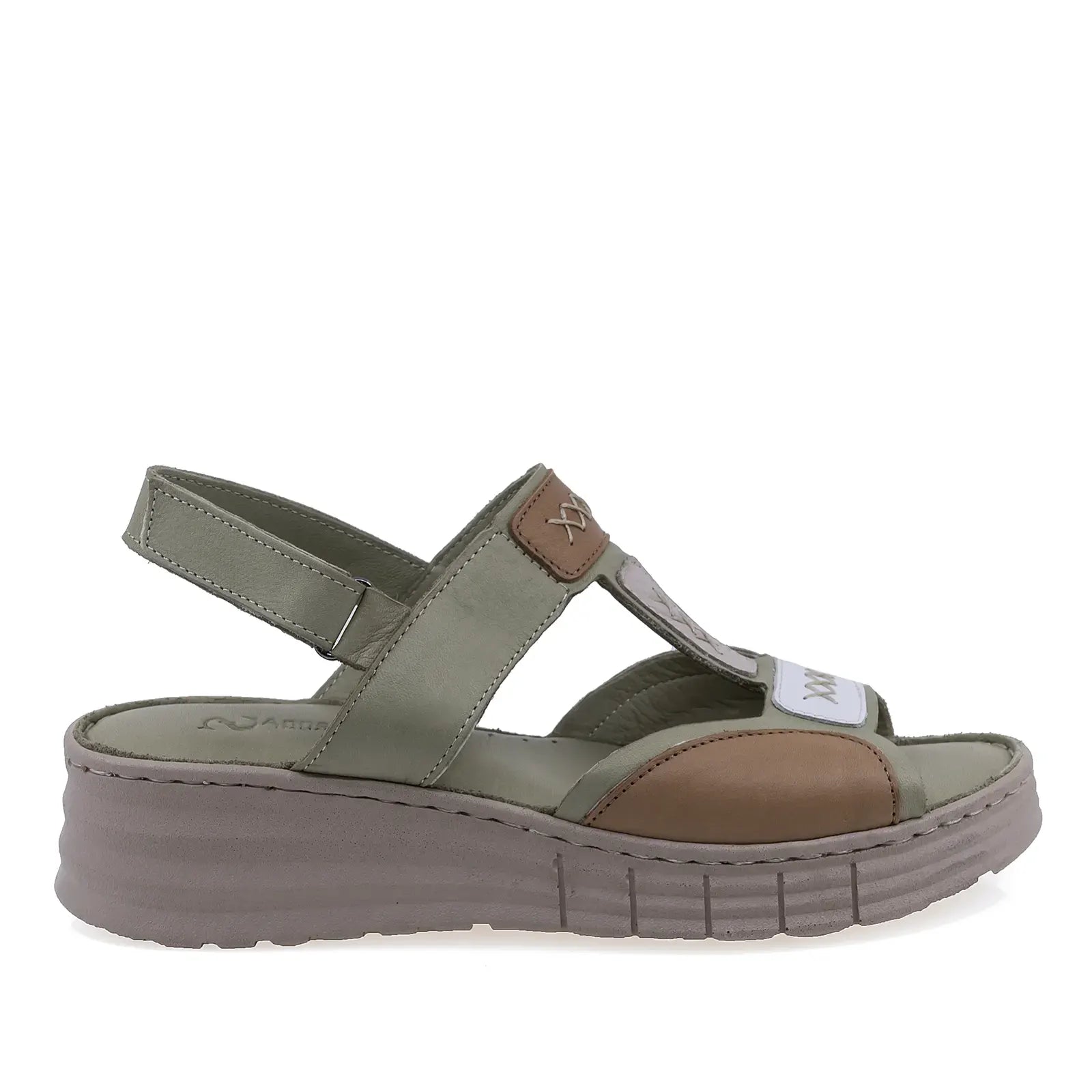 Sandale dama casual Anna Viotti D60-434 verzi, vedere laterala dreapta, cu inchidere reglabila cu arici