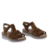 Sandale dama Anna Viotti D60-451 coniac din piele naturala intoarsa, cu brant fusbet si design casual confort