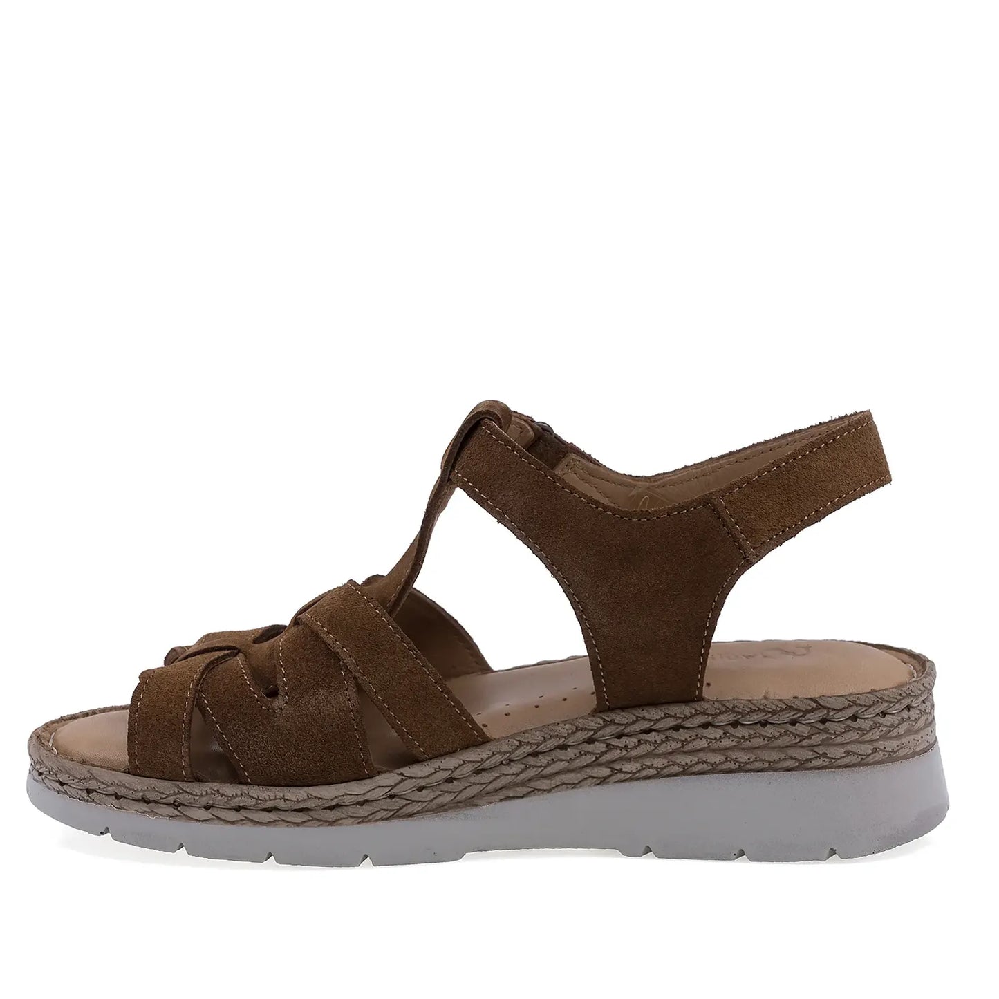 Sandale dama Anna Viotti D60-451 coniac din piele naturala intoarsa, cu platforma usoara si design modern