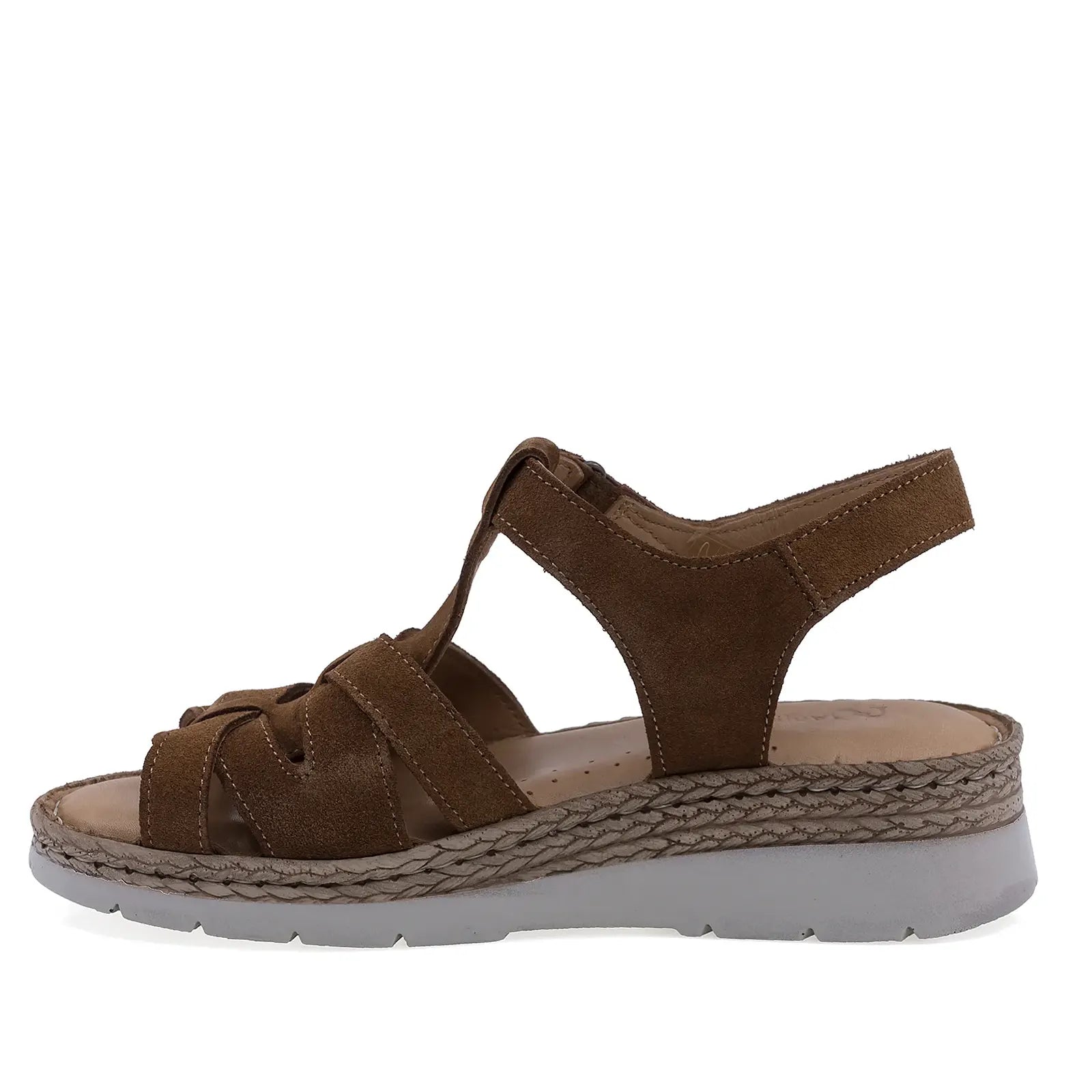 Sandale dama Anna Viotti D60-451 coniac din piele naturala intoarsa, cu platforma usoara si design modern