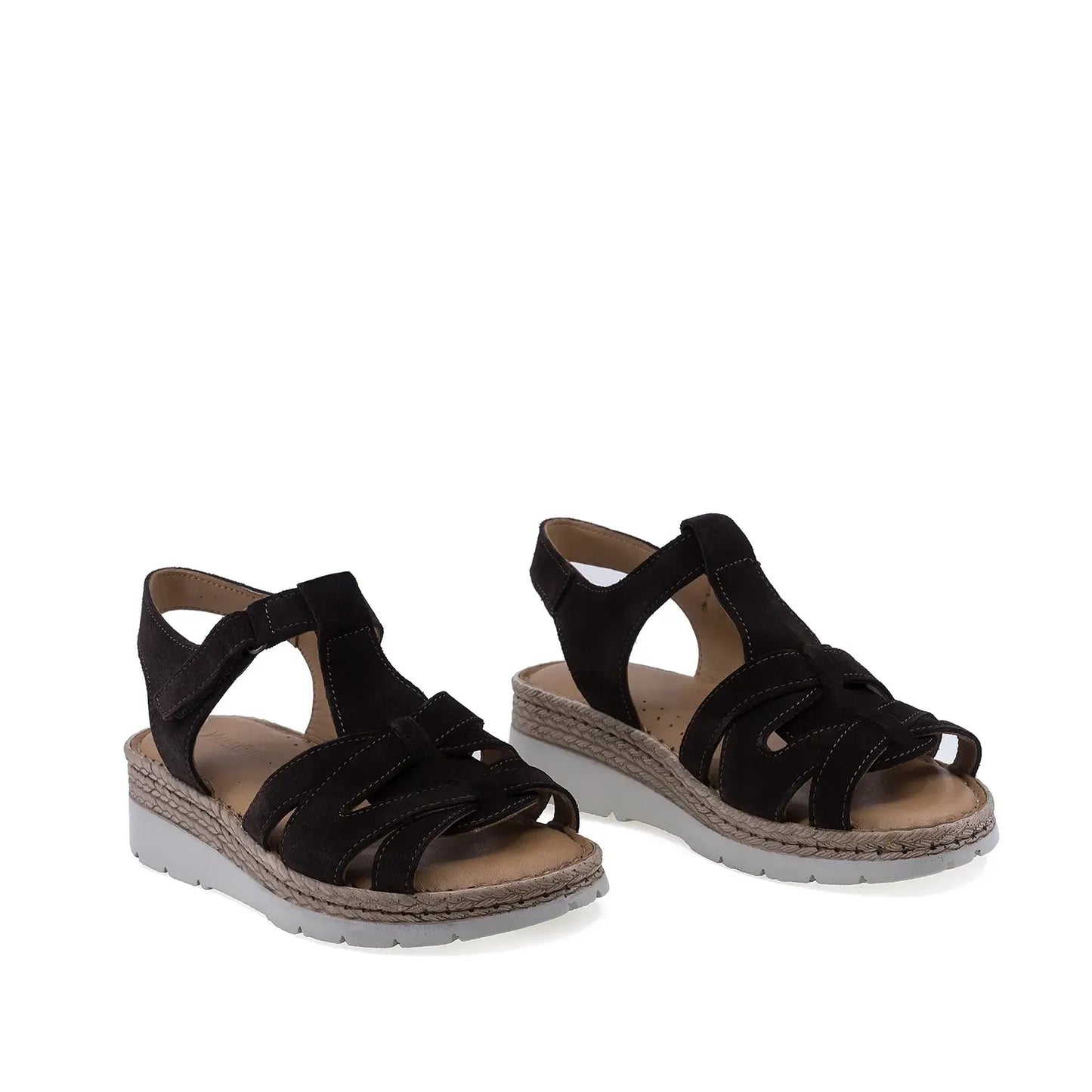 Sandale damă Anna Viotti D60-451 maro din piele întoarsă, cu design casual și branț fusbet confortabil
