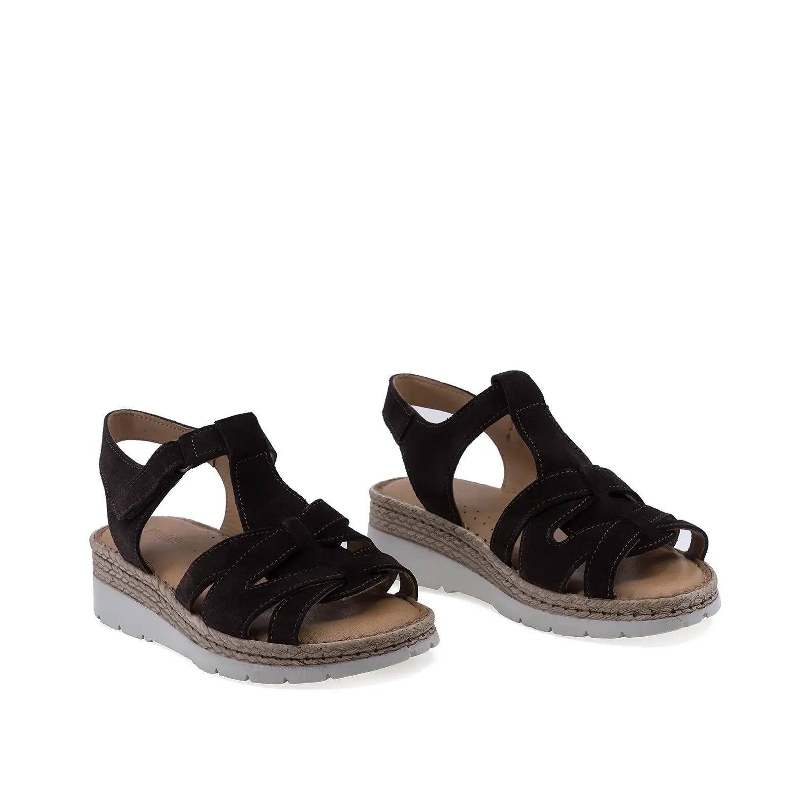 Sandale damă Anna Viotti D60-451 maro din piele întoarsă, cu design casual și branț fusbet confortabil