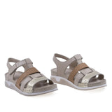 Sandale dama Anna Viotti D60-M029 bej coniac din piele naturala, cu brant fusbet confortabil si design casual