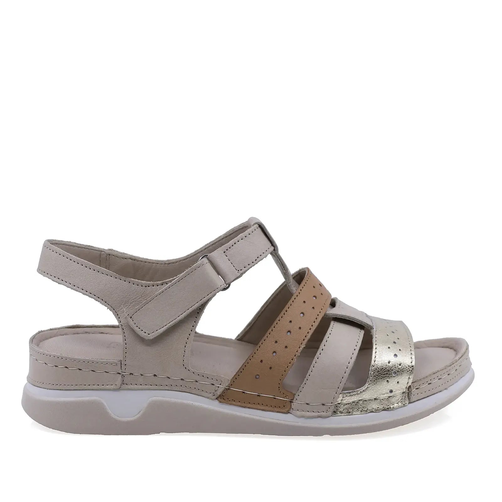 Sandale dama casual Anna Viotti D60-M029 bej coniac, vedere laterala dreapta, confortabile pentru purtare zilnica