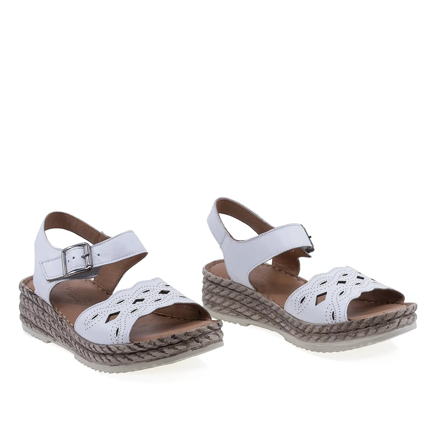 Sandale dama Anna Viotti D72-1401 albe din piele naturala