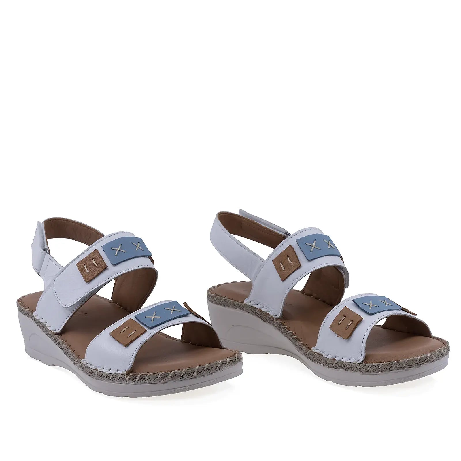Sandale dama Anna Viotti D72-750 albe din piele naturala, model casual