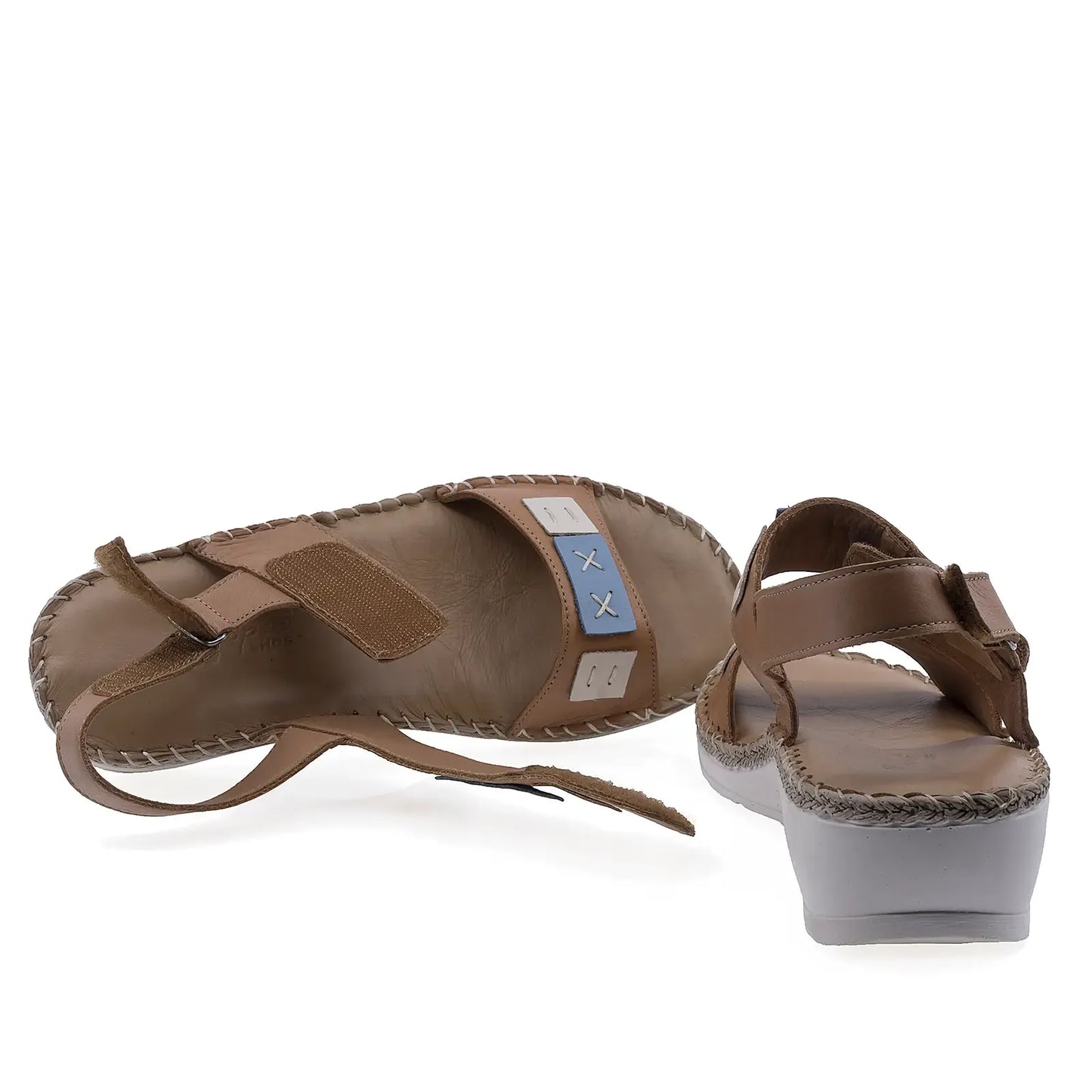 Brant fusbet cu mesina naturala la sandalele Anna Viotti D72-750 maro