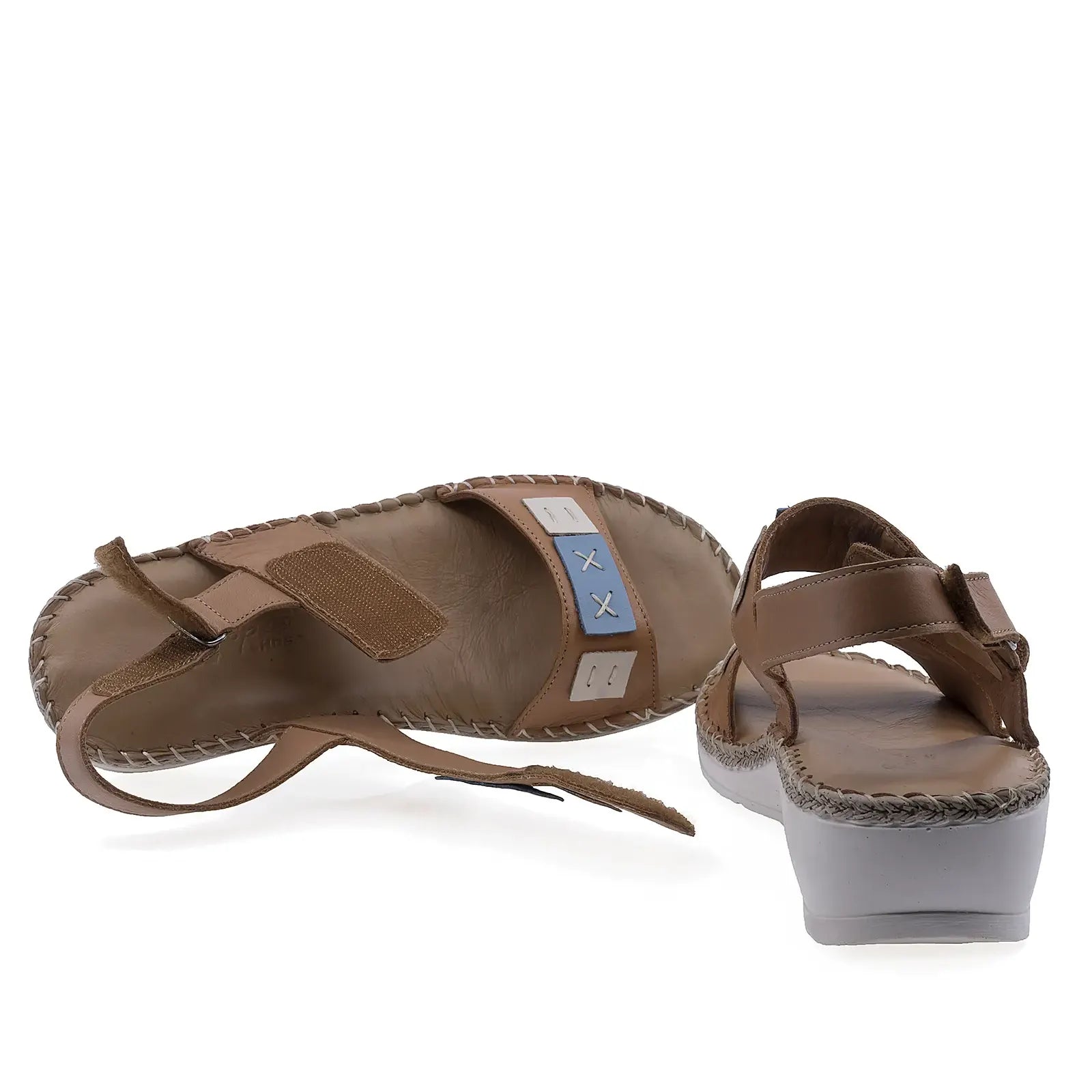 Brant fusbet cu mesina naturala la sandalele Anna Viotti D72-750 maro