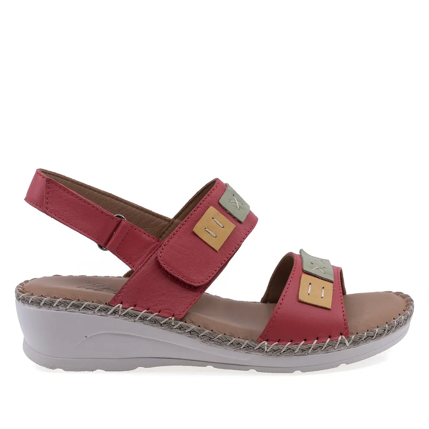 Sandale Anna Viotti D72-750 rosii, profil lateral dreapta