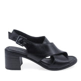 Sandale damă Anna Viotti D73-1503 negre, vedere laterală dreapta, realizate din piele naturală box