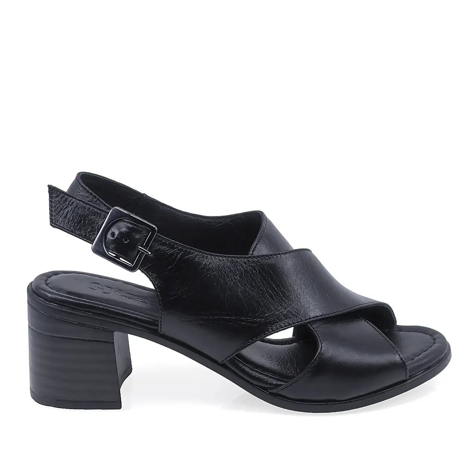 Sandale damă Anna Viotti D73-1503 negre, vedere laterală dreapta, realizate din piele naturală box