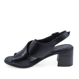 Sandale damă casual elegante Anna Viotti D73-1503 negre cu toc turnat de 6 cm și design modern