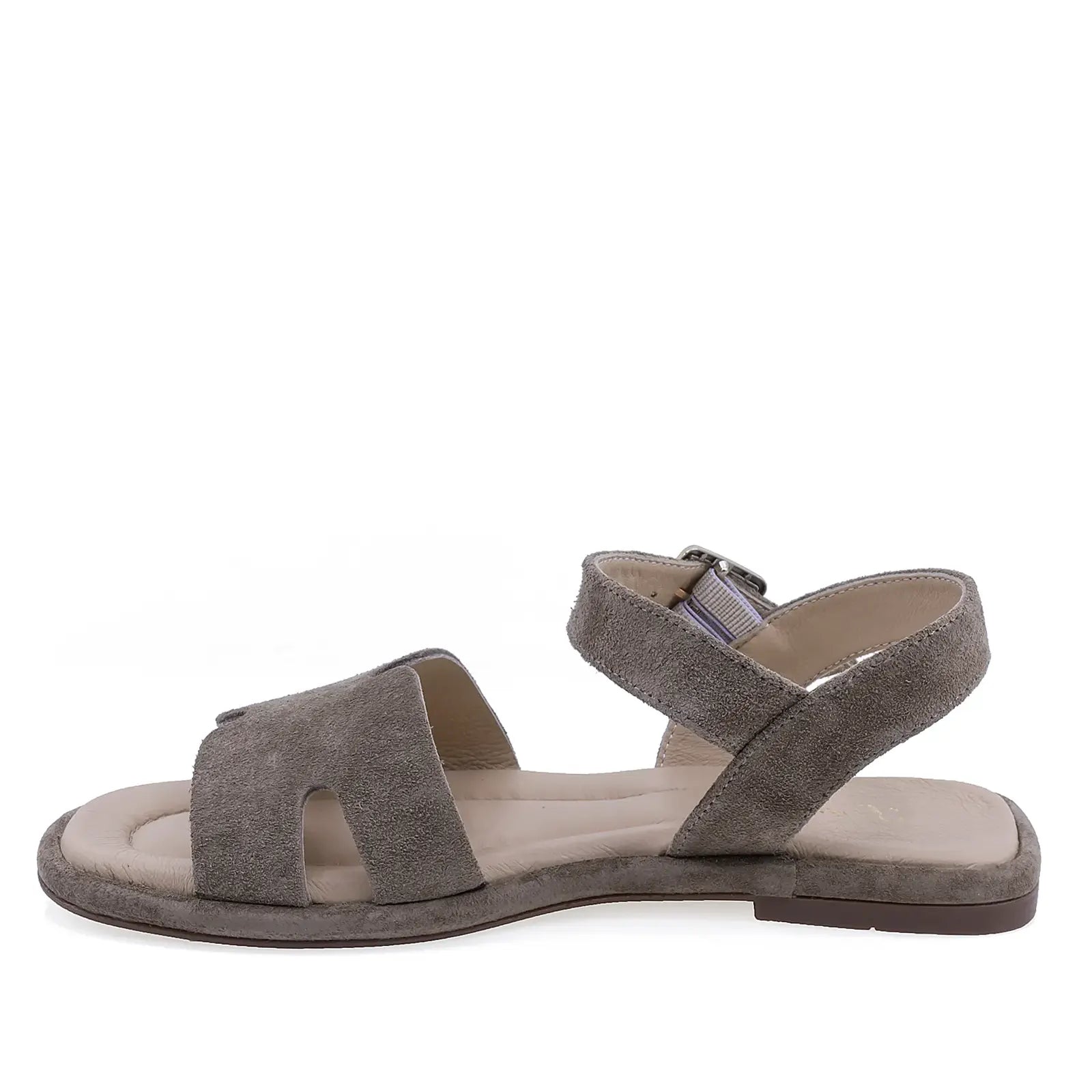 Sandale damă Anna Viotti D75-29633 din piele întoarsă gri, design modern și confort pentru purtare zilnică