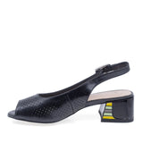 Sandale damă din piele naturală neagră Anna Viotti D105-6369P – vedere lateral stânga, design modern