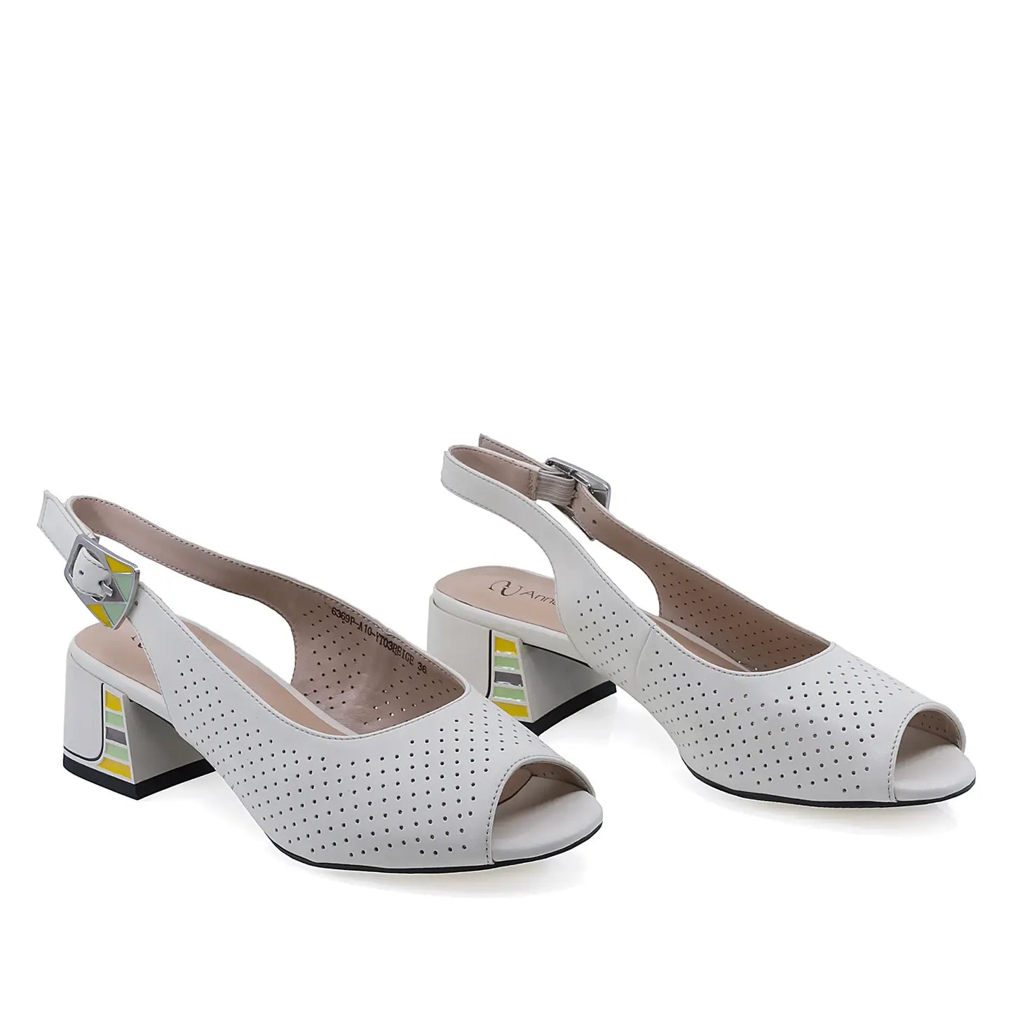 Sandale elegante damă bej Anna Viotti D105-6369P-A10-YT03 din piele naturală, vedere frontală, stil modern