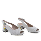 Sandale elegante damă bej Anna Viotti D105-6369P-A10-YT03 din piele naturală, vedere frontală, stil modern