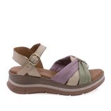 Sandale dama piele naturala Anna Viotti D45-2717 bej multicolor vedere lateral dreapta talpa ortopedica