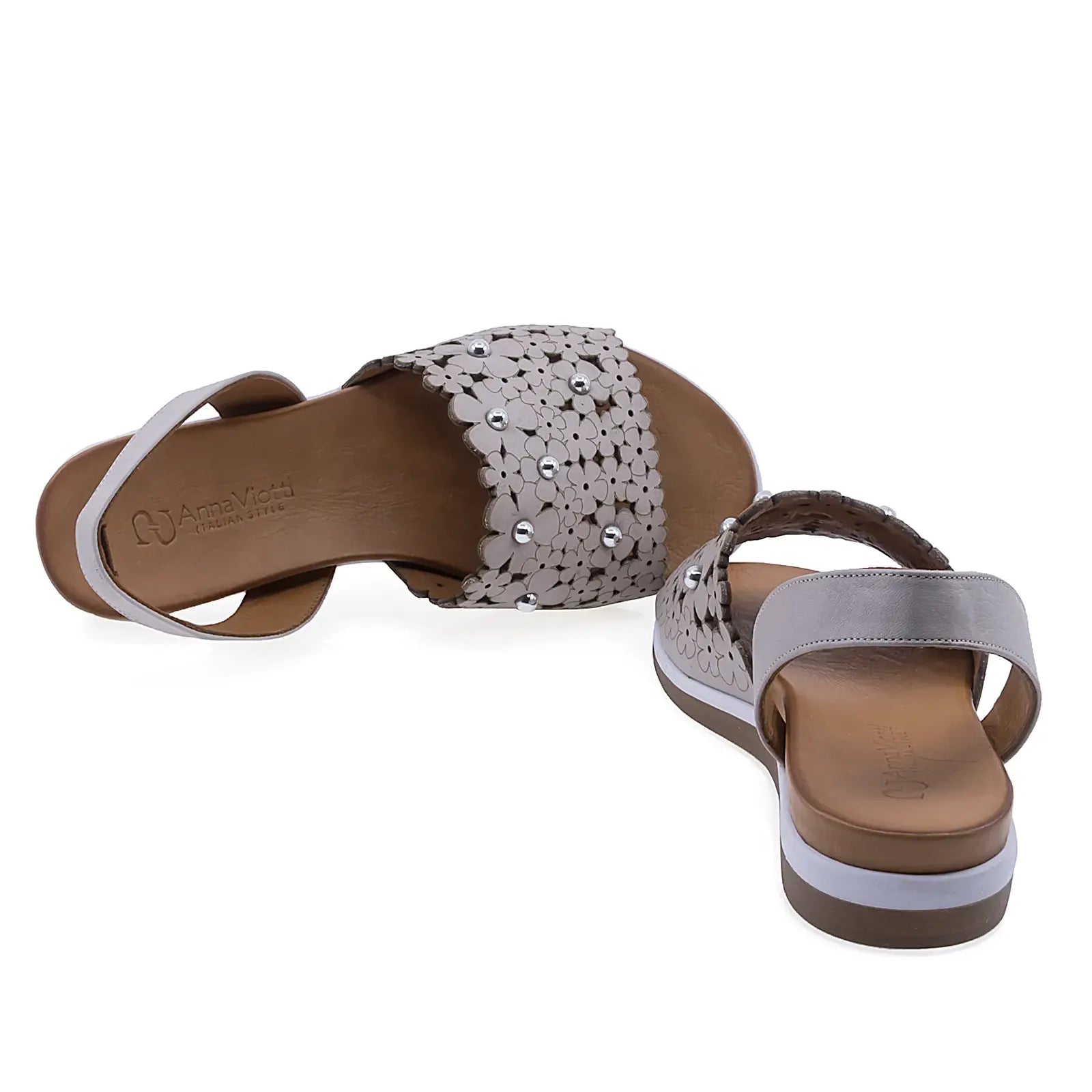 Sandale dama Anna Viotti D45-2653 brant acoperit cu mesina naturala confort ridicat