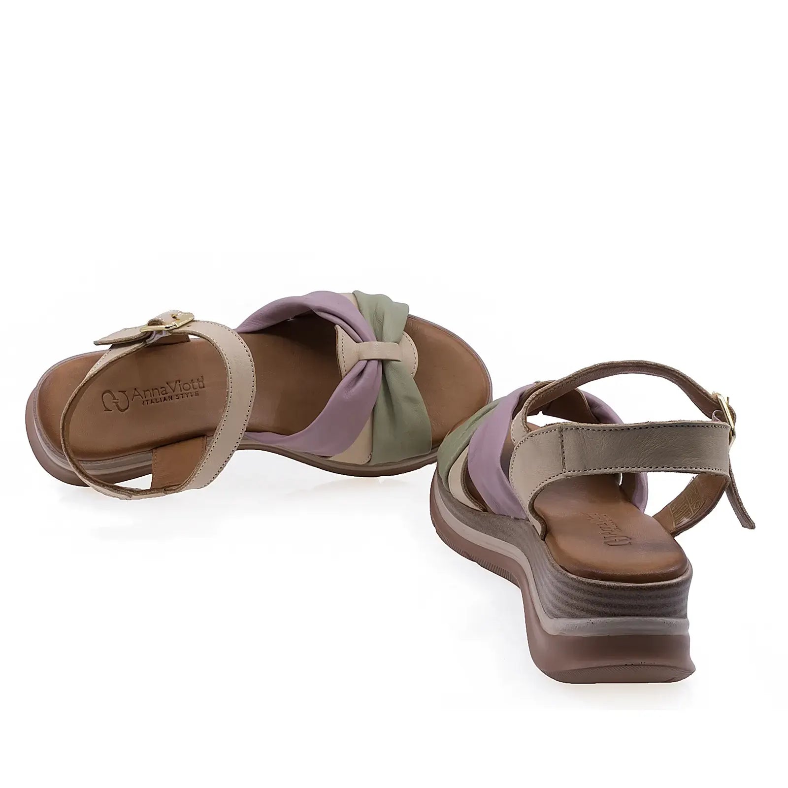 Sandale dama Anna Viotti D45-2717 brant acoperit cu mesina naturala confort ridicat