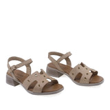 Sandale dama Anna Viotti D42-10217 cappuccino din piele naturala vedere din fata elegante si confortabile