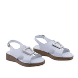 Sandale dama casual Anna Viotti D72-25-999 din piele naturala albe vedere din fata cu talpa ortopedica